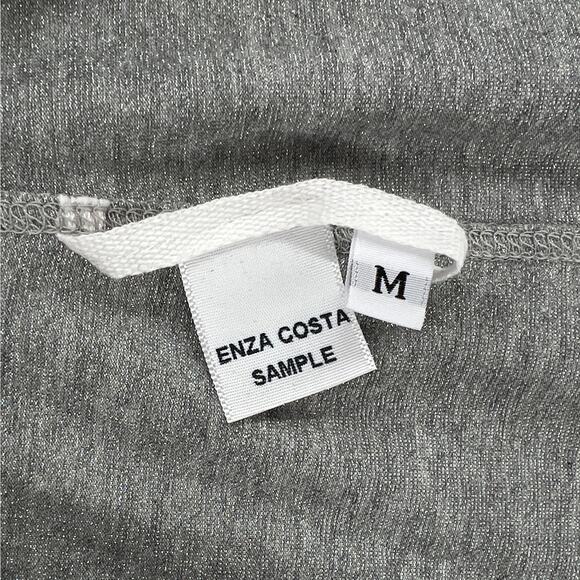 ENZA COSTA Lurex Jersey Sleeveless Turtleneck Top Womens Medium Light Gray NEW - Picture 9 of 13